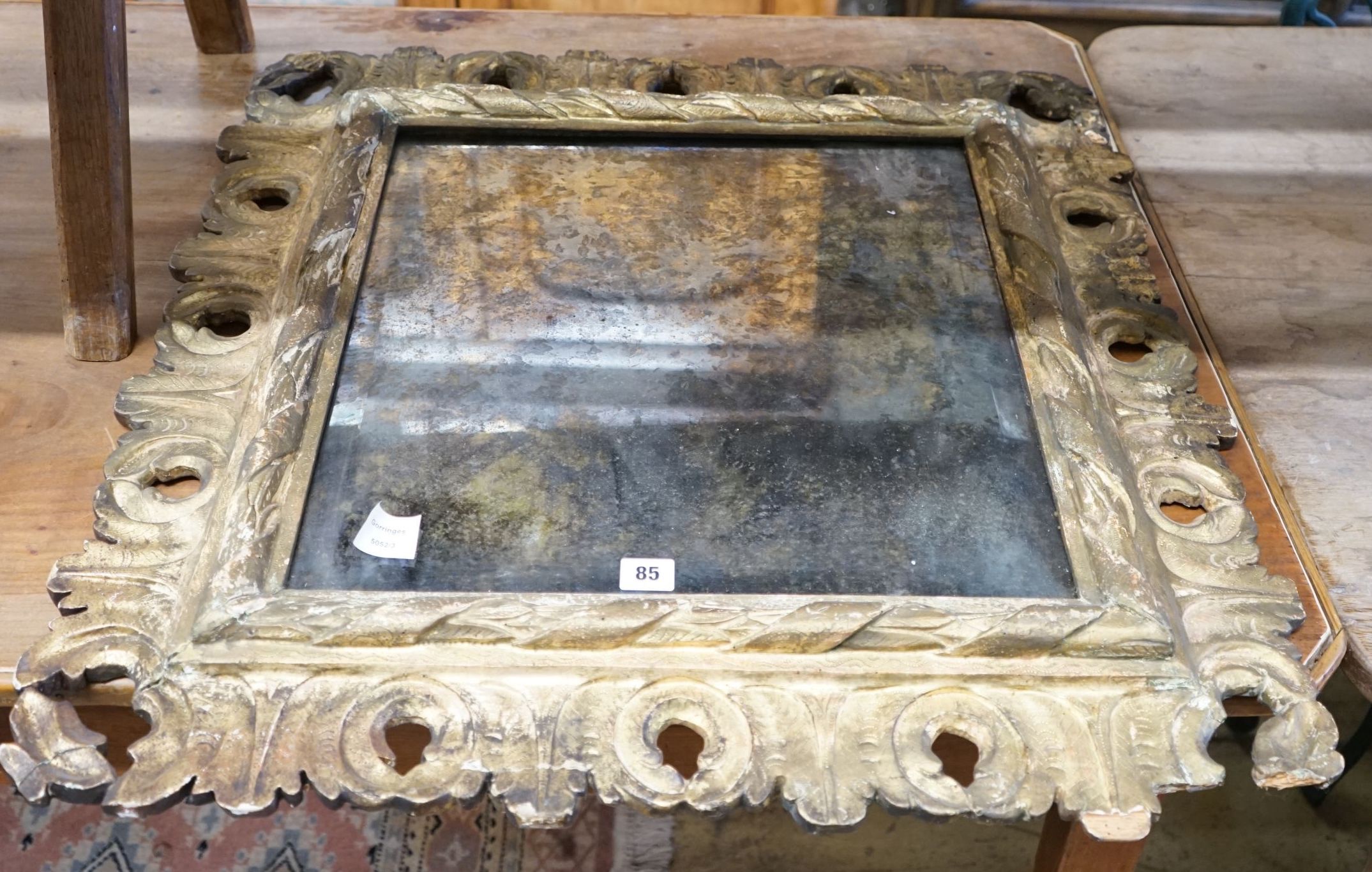 An 18th century gilt-framed wall mirror, width 75cm, height 72cm